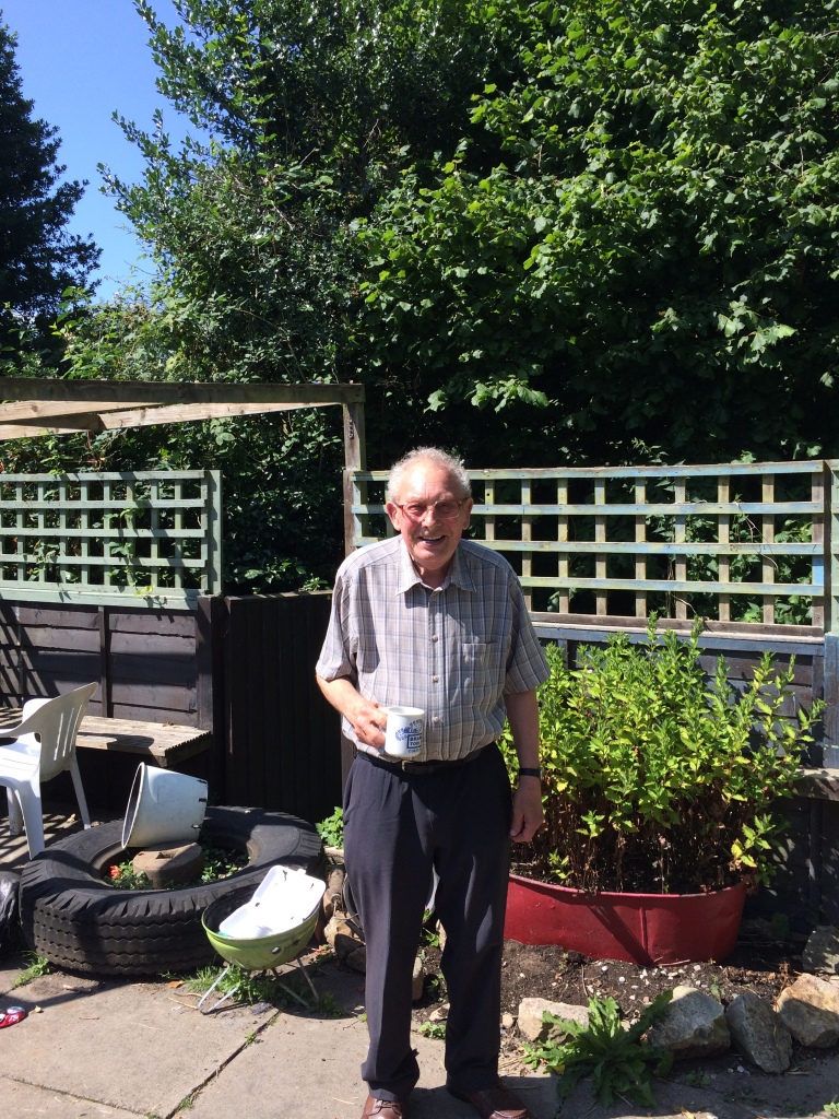 Rex Debenham in the garden