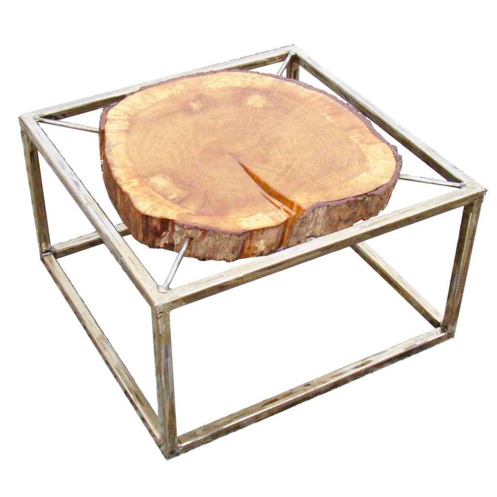 Steel and oak coffee table